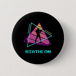 Badge Rond 5 Cm Retro Vintage Biathlon Biathlon 3