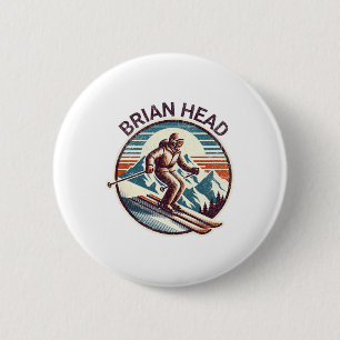 Badge Rond 5 Cm Retro Vintage Brian Head Utah Station de ski d'hiv