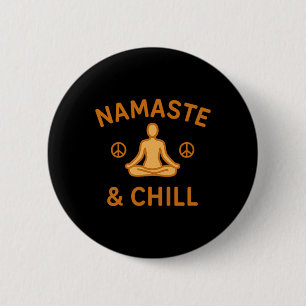 Badge Rond 5 Cm Rétro Vintage Namaste Et Détente Méditation Et Yog