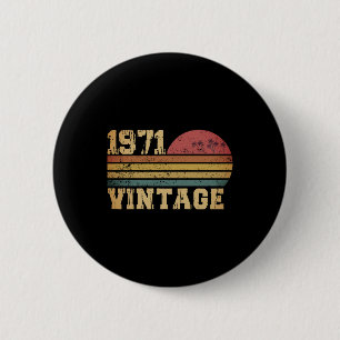 Badge Rond 5 Cm Retro Vintage Sunset 1971 Anniversaire