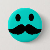 Badge Rond 5 Cm Rétro visage drôle avec la moustache Stache (Devant)