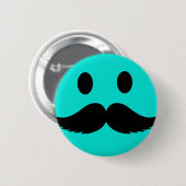 Badge Rond 5 Cm Rétro visage drôle avec la moustache Stache (Devant & derrière)