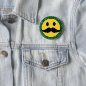 Badge Rond 5 Cm Rétro visage drôle de moustache de moustache (En situation)