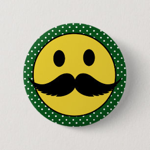 Badge Rond 5 Cm Rétro visage drôle de moustache de moustache