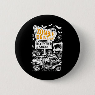 Badge Rond 5 Cm Retro Zombie Drive À Skeleton Movie Night Hotel H