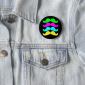 Badge Rond 5 Cm Rétros moustaches de RVB Fluo (En situation)