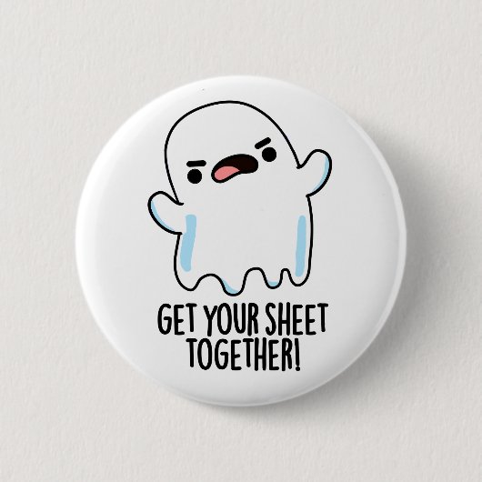 Badge Rond 5 Cm Retrouvez votre feuille ensemble Funny Ghost Pun (Devant)