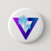 BADGE ROND 5 CM RETROWAVE SYNTHWAVE PALMIERS TRIANGLE ÉPINGLE (Devant)