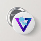 BADGE ROND 5 CM RETROWAVE SYNTHWAVE PALMIERS TRIANGLE ÉPINGLE (Devant & derrière)