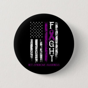 Badge Rond 5 Cm Rett Syndrome Guerrier Us Drapeau Décerné Syndrome