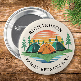 Badge Rond 5 Cm Réunion en famille personnalisée Voyage en camping