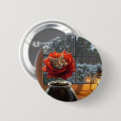 Badge Rond 5 Cm Rêve de chat rose (Devant & derrière)