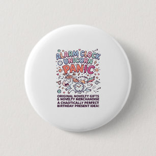 Badge Rond 5 Cm Réveil Licorne Licorne Panique Typographie Gras