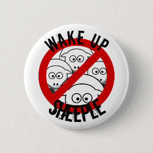 Badge Rond 5 Cm Réveillez-vous Sheeple