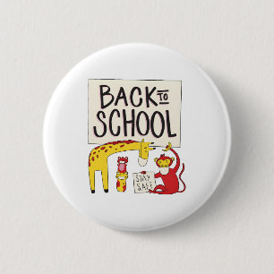 Badge Rond 5 Cm Revenir à l'école Animaux Conception de sécurité