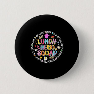 Badge Rond 5 Cm Revenir À L'École Déjeuner Lady Squad Cafétéria C