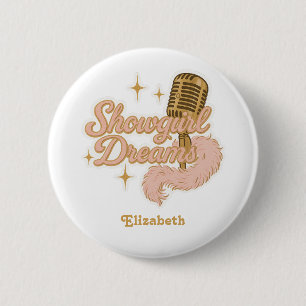 Badge Rond 5 Cm Rêves de Showgirl Fête de Bachelorette Rétro Vegas