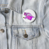 Badge Rond 5 Cm Rêves doux - dragon pourpre mignon avec la fleur (En situation)