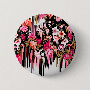Badge Rond 5 Cm Revirement, motif floral de fonte