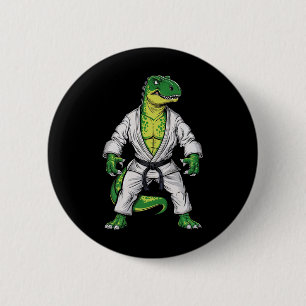 Badge Rond 5 Cm Rex Martial Arts Dinosaur Jiu-jitsu Bjj Karate