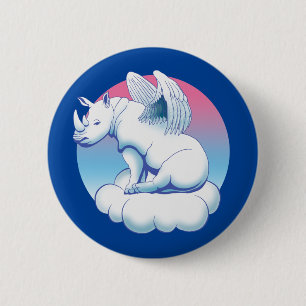 Badge Rond 5 Cm Rhino Angel - Sensibilisation à la conservation de