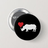 Badge Rond 5 Cm Rhino-Blanc-Coeur (Devant & derrière)