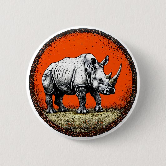 Badge Rond 5 Cm Rhinocéros (Devant)