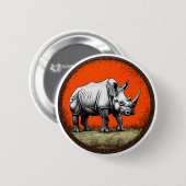 Badge Rond 5 Cm Rhinocéros (Devant & derrière)