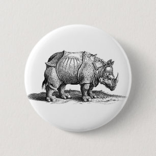 Badge Rond 5 Cm Rhinocéros