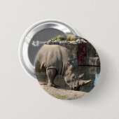 Badge Rond 5 Cm Rhinocéros (Devant & derrière)