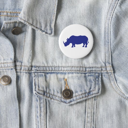 Badge Rond 5 Cm Rhinoceros Silhouette (En situation)