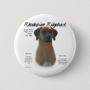 Badge Rond 5 Cm Rhodesian Ridgeback Historique Design