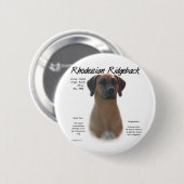 Badge Rond 5 Cm Rhodesian Ridgeback Historique Design (Devant & derrière)
