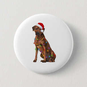Badge Rond 5 Cm Rhodesian Ridgeback Noël Lumières Noël Chien de No