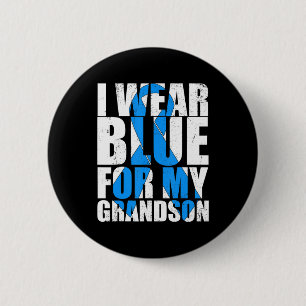 Badge Rond 5 Cm Ribbon Autisme Je Porte Du Bleu Pour Mon Grand-Fil