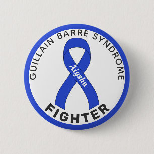 Badge Rond 5 Cm Ribbon blanc de lutte contre le syndrome de Guilla