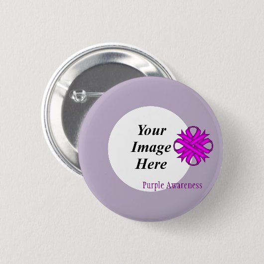 Badge Rond 5 Cm Ribbon Clover violet Modèle par Kenneth Yoncich (Devant & derrière)