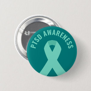 Badge Rond 5 Cm Ribbon de sensibilisation au SSPT Turquoise