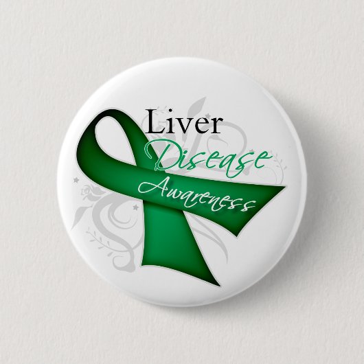 Badge Rond 5 Cm Ribbon de sensibilisation aux maladies du foie (Devant)