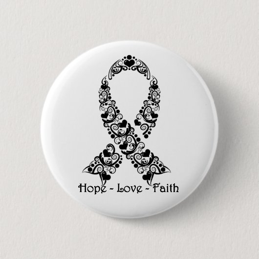 Badge Rond 5 Cm Ribbon Hope Black Awareness (Devant)