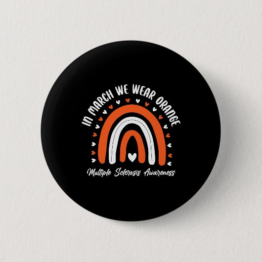 Badge Rond 5 Cm Ribbon mignon orange Ms Warrior Sclérose multiple  (Devant)