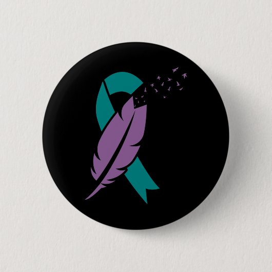 Badge Rond 5 Cm Ribbon Oiseaux Plumes Suicide Sensibilisation Sant (Devant)