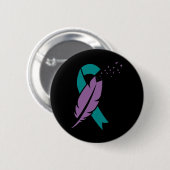 Badge Rond 5 Cm Ribbon Oiseaux Plumes Suicide Sensibilisation Sant (Devant & derrière)
