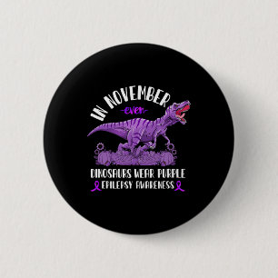 Badge Rond 5 Cm Ribbon T-Rex novembre Dinosaures de sensibilisatio