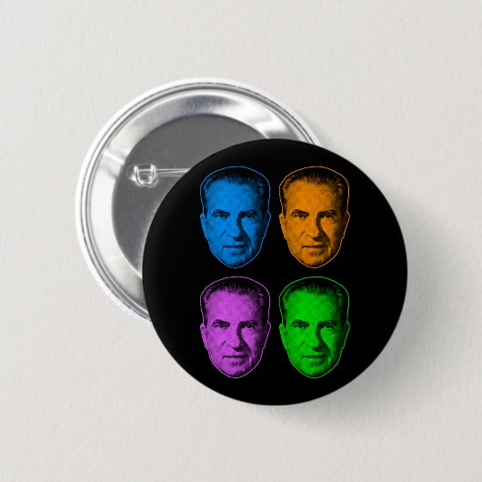 Badge Rond 5 Cm Richard Nixon en couleur vive (Devant & derrière)