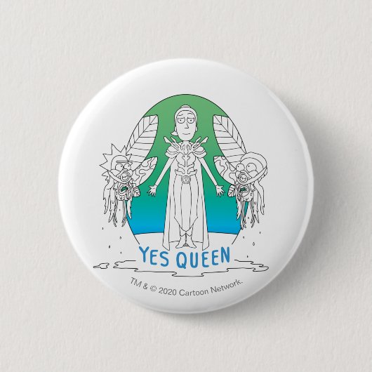 Badge Rond 5 Cm RICK ET MORTY™ | Oui Reine (Devant)
