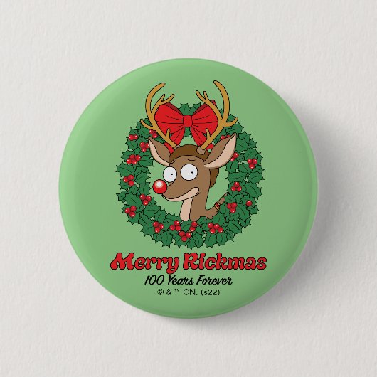Badge Rond 5 Cm Rick et Morty | Reindeer Morty Merry Rickmas (Devant)