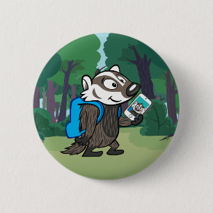 Badge Rond 5 Cm Ricky Raccoon  Selfie d'un blaireau de Boomer
