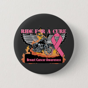 Badge Rond 5 Cm Ride For a Cure - Cancer du sein