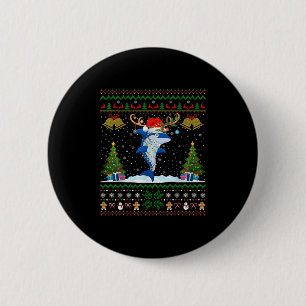 Badge Rond 5 Cm Rindeer doux de Noël luit le chapeau du Père Noël